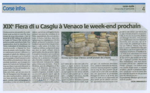 corse-matin XIXème Fiera di u Casgiu à Venaco