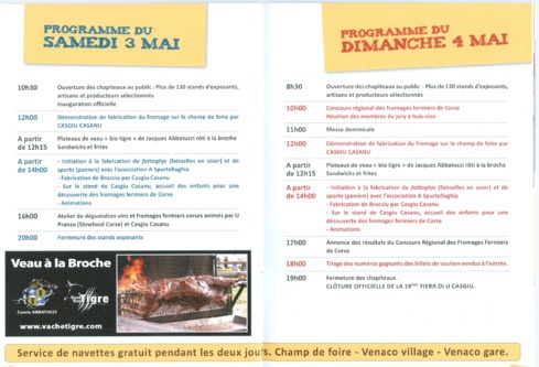 FIERA DI U CASGIU EDITION 2014 PROGRAMME